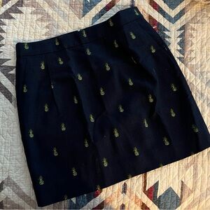 J. Crew Navy Pineapple Print Skirt